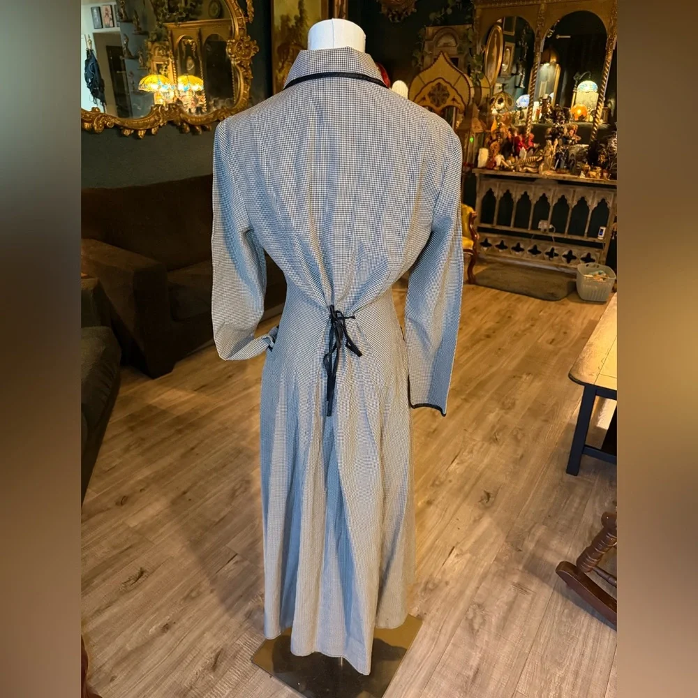 80s Pinup Houndstooth Coat Dress – Vintage Size 6 – Mix It Label - Picture 6 of 12